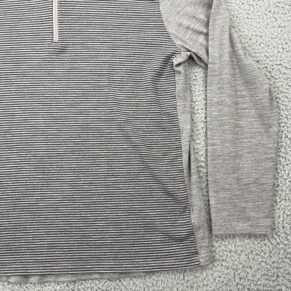 Icebreaker Merino Bodyfit 260 Mens XL 1/4 Zip Wool Shirt Gray Striped Thumb Hole - Picture 4 of 14